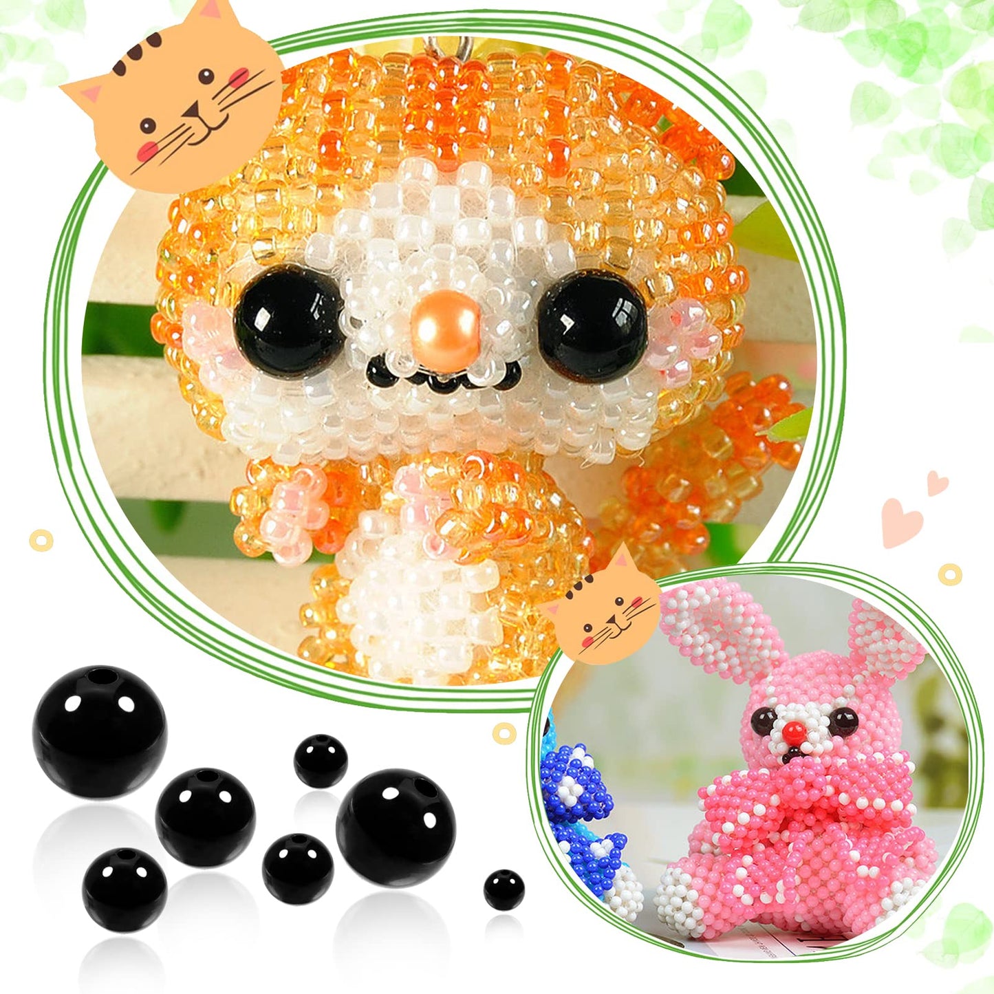 736pcs Black Safety Noses for Amigurumi & Dolls (3mm-12mm)