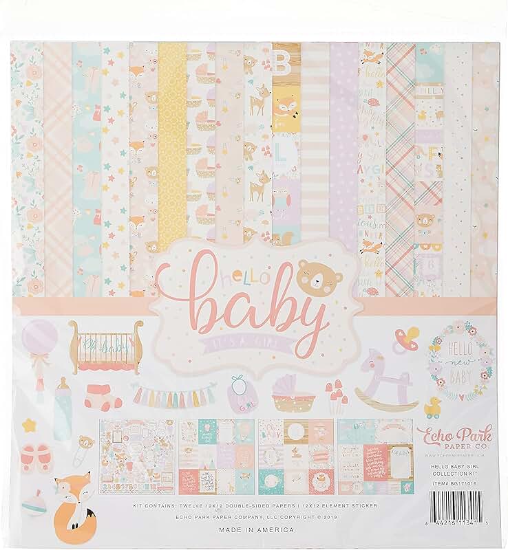 Hello Baby Girl 12x12 Scrapbook Kit