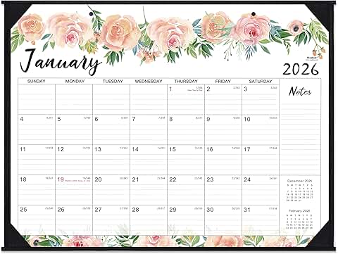 2026 Monthly Desk Calendar with Notes and To-Do List