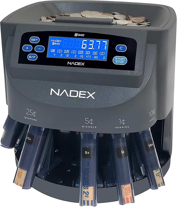 Coin Counter, Sorter, and Wrapper for 300 Coins per Minute