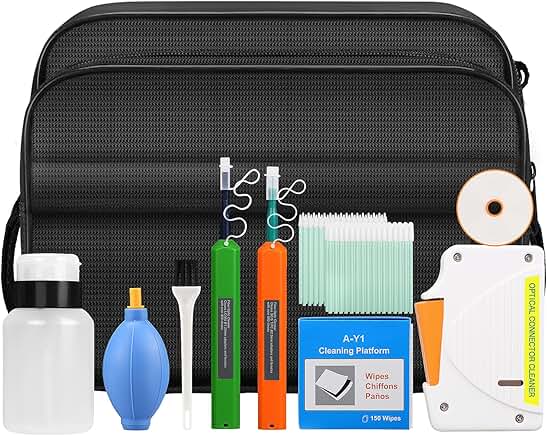 11-Piece Fiber Optic Cleaning Kit with Pen and Cotton Swabs