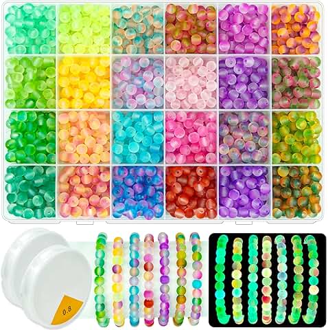 Glow-in-the-dark glass beads for jewelry making, 1600 pcs