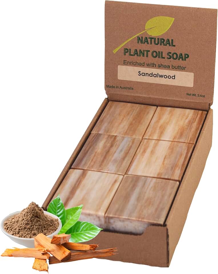 Natural Sandalwood Soap Bars, 12 Pack, Moisturizing