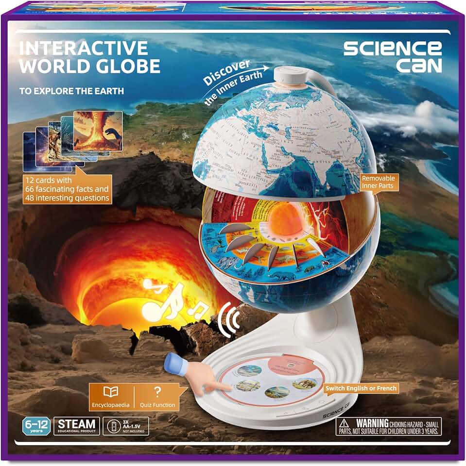8-Inch Interactive Globe for Kids with Knowledge and Quiz