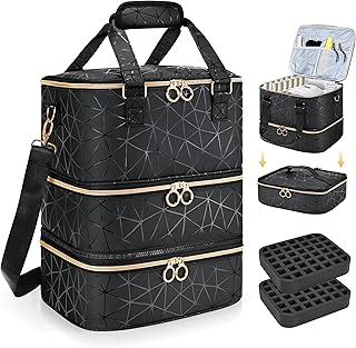 Large Nail Polish Organizer Bag for 84 Bottles and Nail Lamp