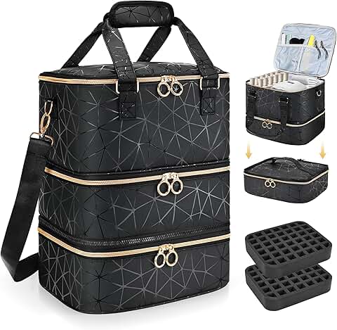 Large Nail Polish Organizer Bag for 84 Bottles and Nail Lamp