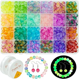 Glow in the dark glass beads for jewelry making, 630 pcs
