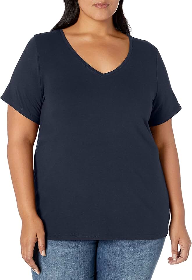 Plus Size Women's Classic Short-Sleeve V-Neck T-Shirt