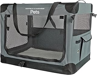 Collapsible 30-inch Gray Soft Dog Crate with Mat