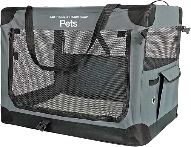 Collapsible 30-inch Gray Soft Dog Crate with Mat