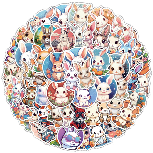 Cute Bunny Stickers for Kids and Teens (50 Pieces)