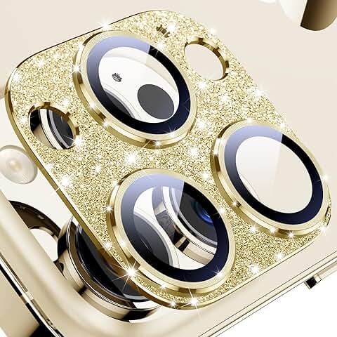 Gold Glitter Metal Ring Camera Lens Protector for iPhone 14 Pro Max