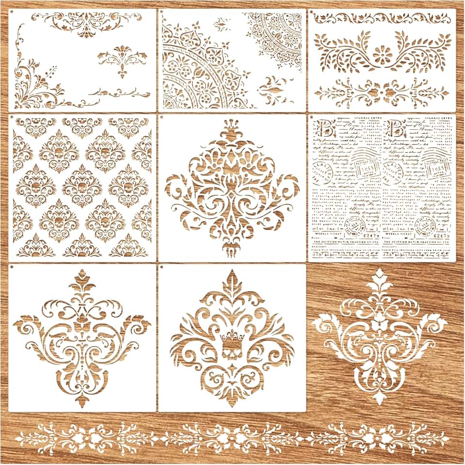 Large Damask Wall Stencils for Painting and Decor