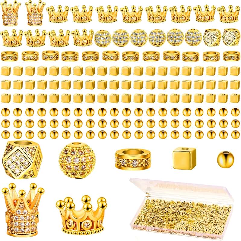 1034 Piece Gold Crown Charm and Beads for Jewelry Making