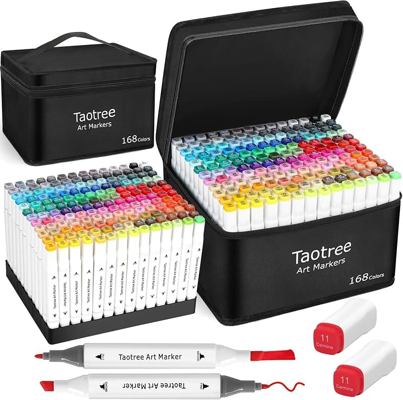 168 Color Alcohol Markers with Case and Holders
