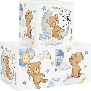 Set of three 11.8-inch animal-themed storage cubes