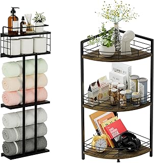 3-Tier Corner Shelf and Wall Towel Rack Set