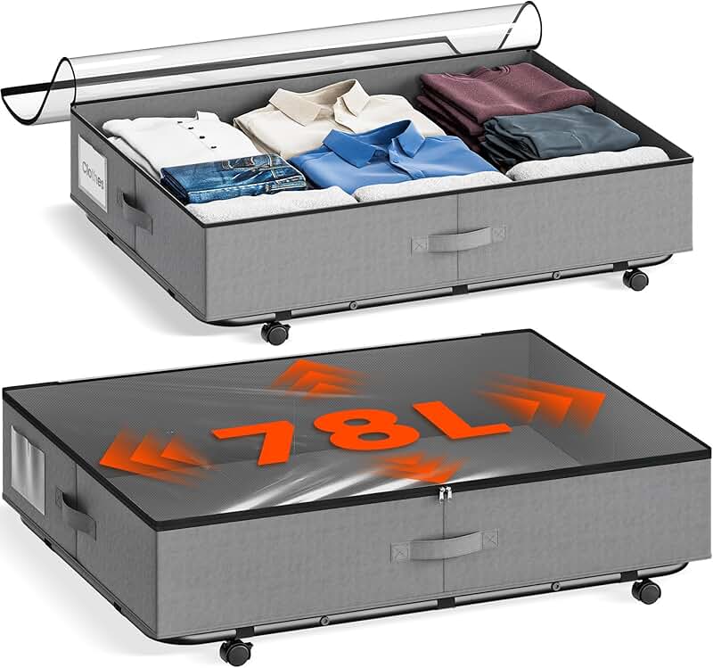 Large Under Bed Storage Bins with Wheels, 2 Pack