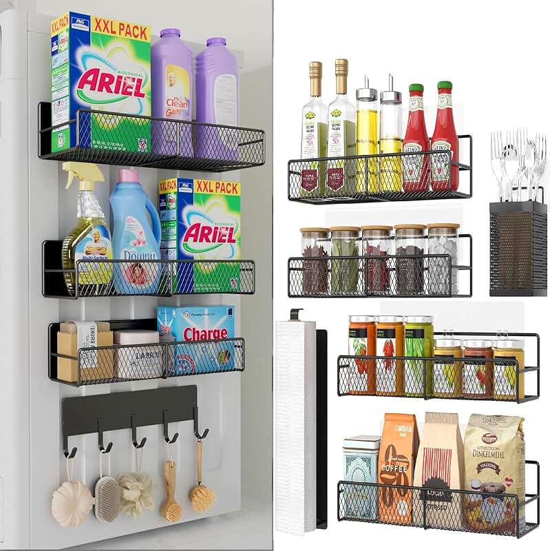 Set of four metal magnetic and wall-mounted shelves