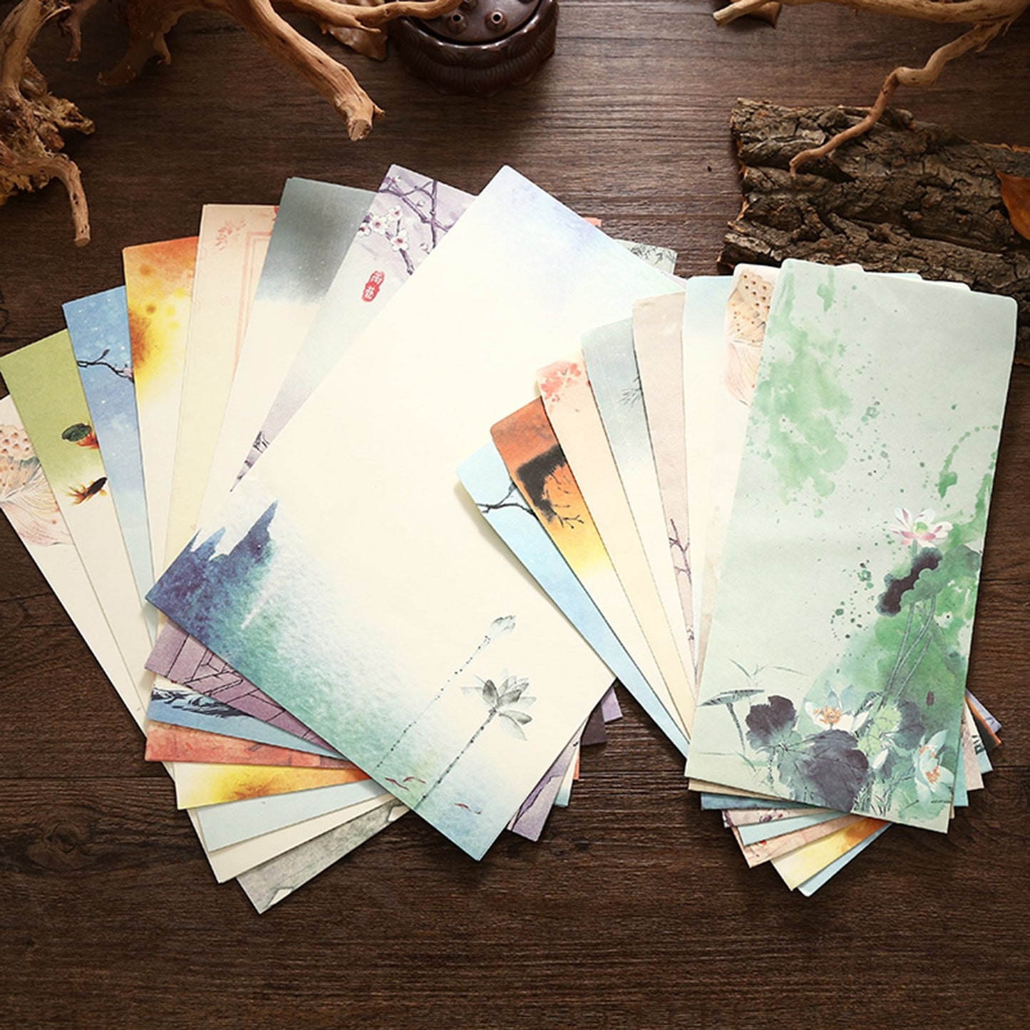Cute Retro Envelopes and Stationery Set