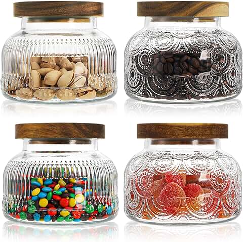 Set of 4 25oz Glass Jars with Airtight Wooden Lids
