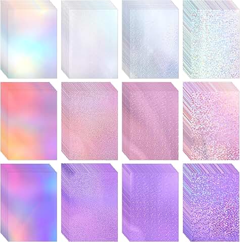 120 Sheets of Metallic Holographic Glitter Cardstock, 11.7 x 8.3'', 250GSM