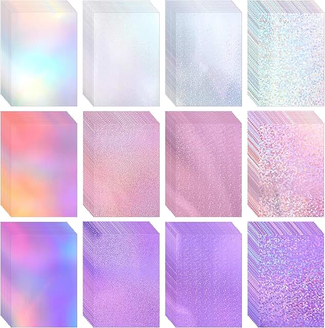 120 Sheets of Metallic Holographic Glitter Cardstock, 11.7 x 8.3'', 250GSM