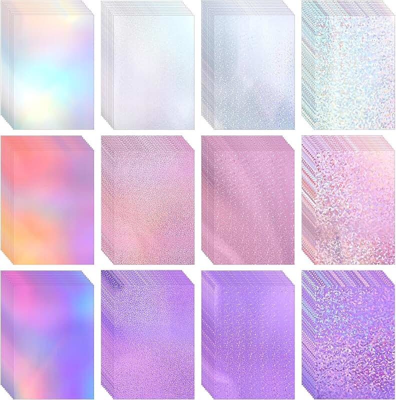 120 Sheets of Metallic Holographic Glitter Cardstock, 11.7 x 8.3'', 250GSM