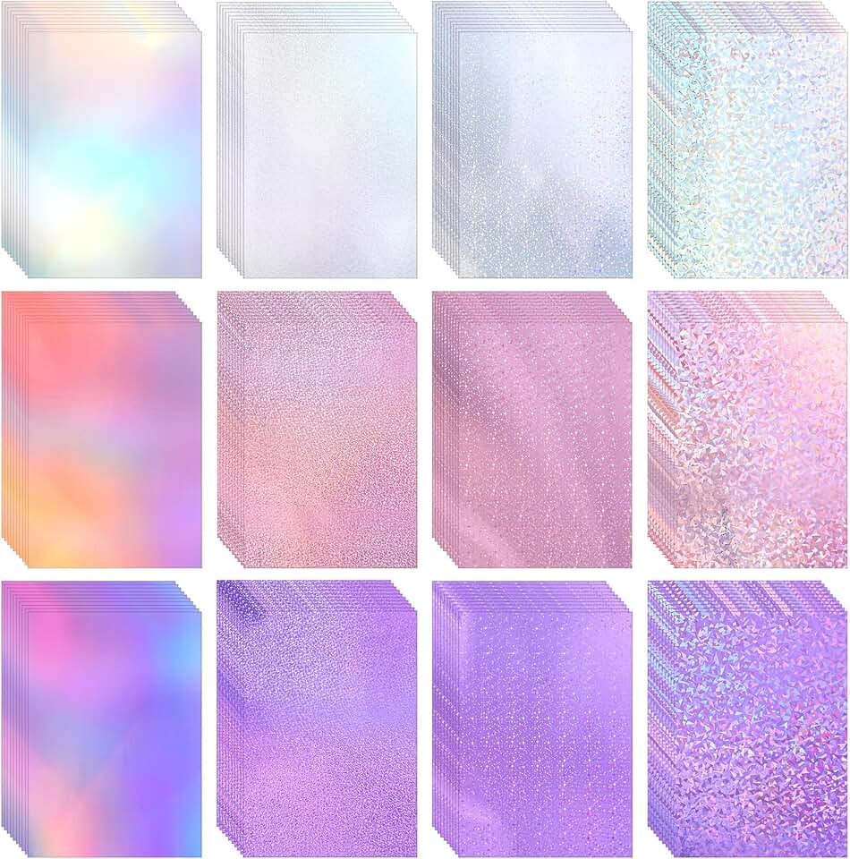 120 Sheets of Metallic Holographic Glitter Cardstock, 11.7 x 8.3'', 250GSM