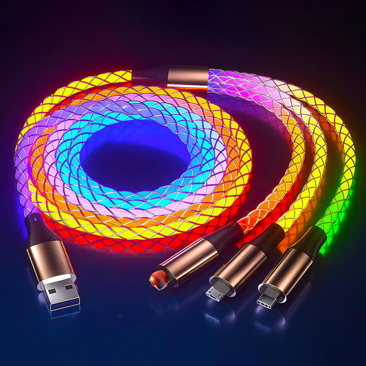 Multi Charging Cable with RGB Breathing Light, 3-in-1, 100W