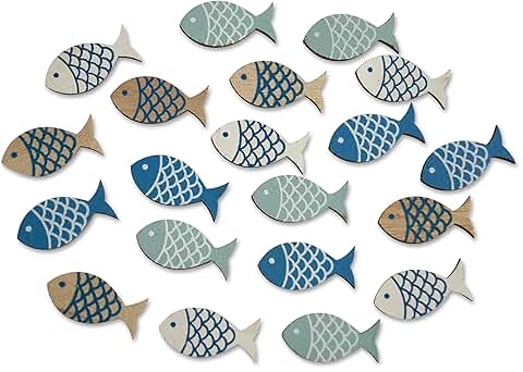 20 Small Wooden Fish Cutouts for Beach Crafts