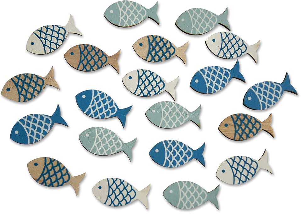 20 Small Wooden Fish Cutouts for Beach Crafts