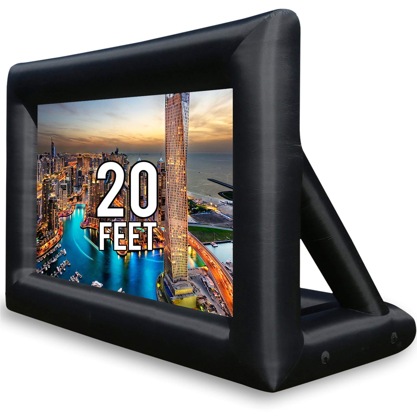 Jumbo 20 Feet Inflatable Outdoor and Indoor Theater Projector Screen - Includes Inflation Fan, Tie-Downs and Storage Bag - Supports Front and Rear Projection, Black (GER-1161)
