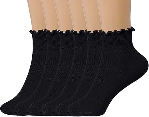 Women’s Ruffle Ankle Socks, 6 Pack