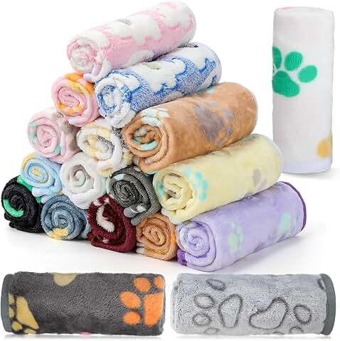 18 Pcs Soft Fleece Pet Blankets for Dogs and Cats