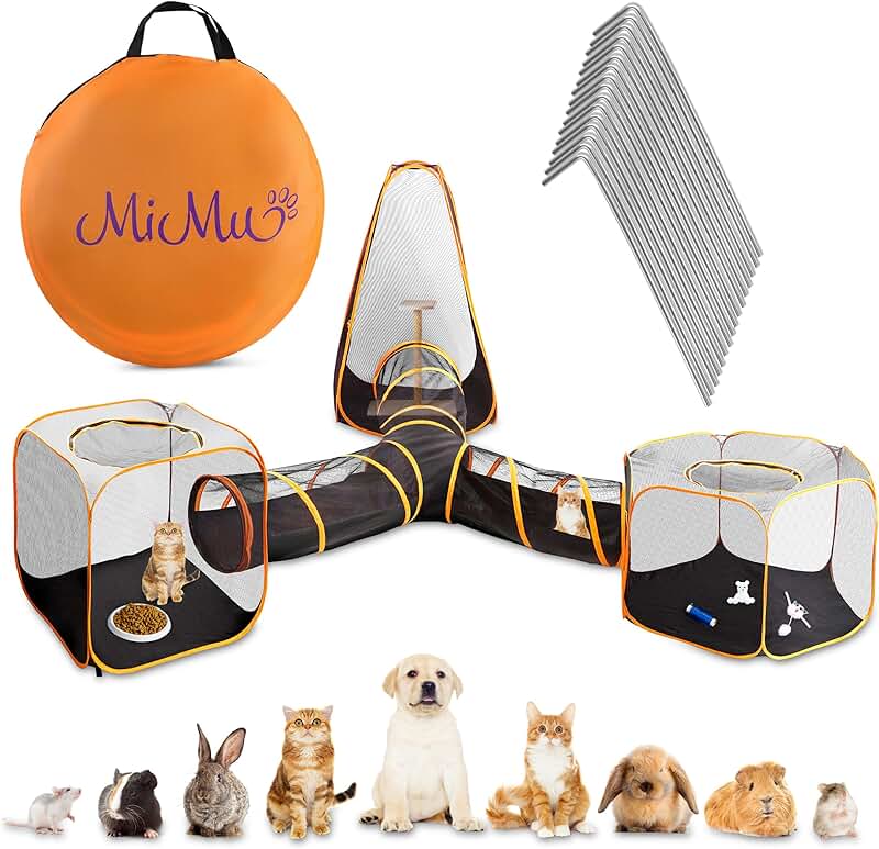 Indoor and outdoor pet playpen with tunnel
