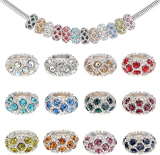 100pcs Rhinestone Large Hole European Beads for Jewelry Making