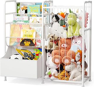 Kids' Bookshelf and Toy Storage with Leather Toy Box