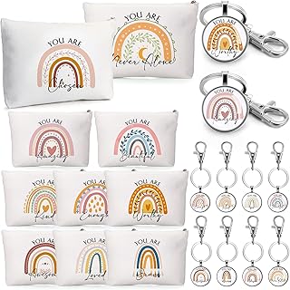 60 Pcs Employee Appreciation Gift Set with Rainbow Makeup Bags and Inspirational Keychains