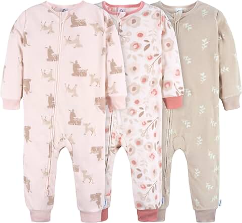 Baby Girls Flame Resistant Fleece Pajamas, 3-Pack