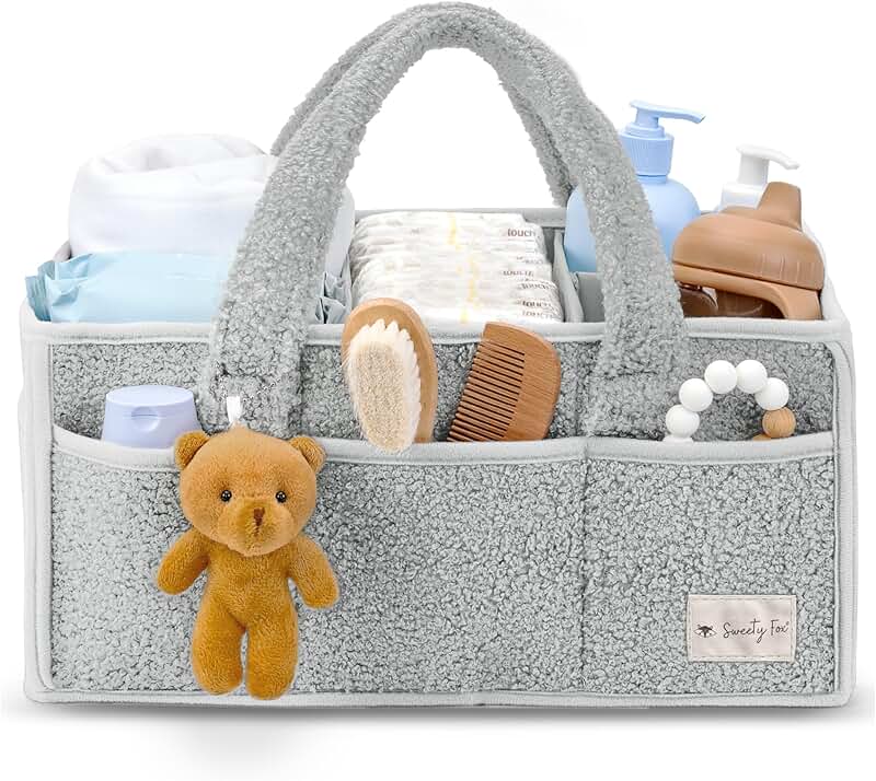 Square Tissue Box Cover with Storage Tray in Beige