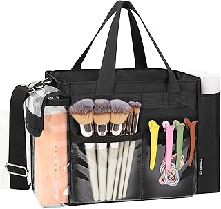 Small Travel Makeup Bag with Dividers and Multiple Pockets
