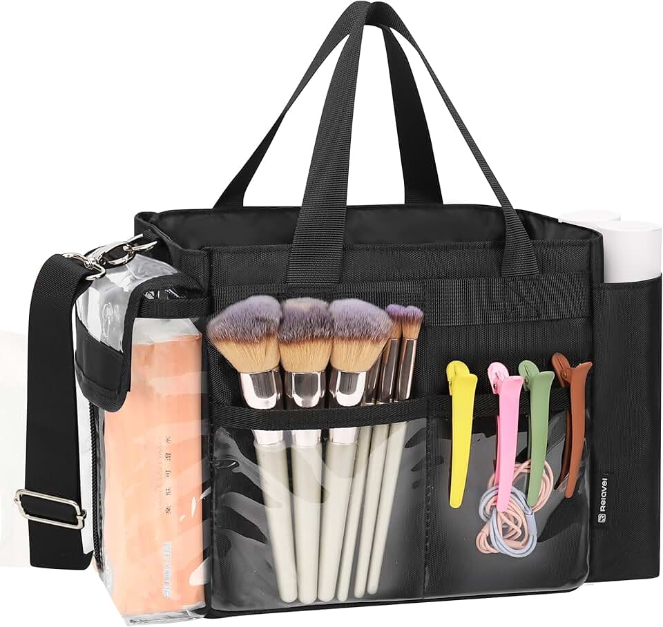 Small Travel Makeup Bag with Dividers and Multiple Pockets