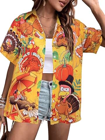 Thankful Turkey Pumpkin Fall Short Sleeve Shirt