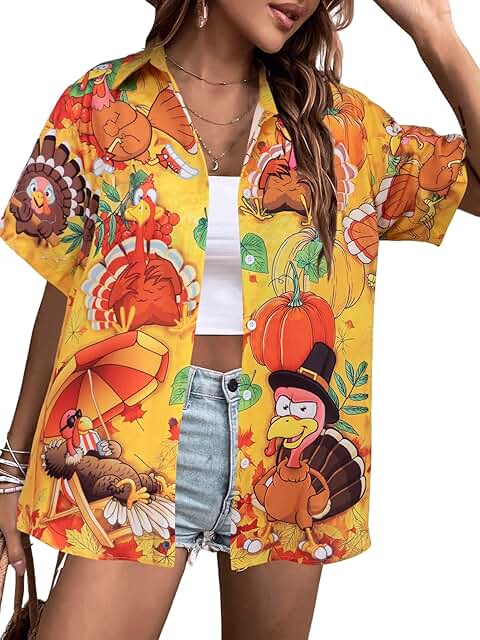 Thankful Turkey Pumpkin Fall Short Sleeve Shirt