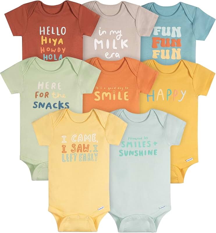 8-Pack Unisex Baby Short Sleeve Bodysuits
