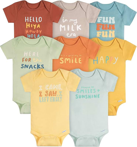 8-Pack Unisex Baby Short Sleeve Bodysuits