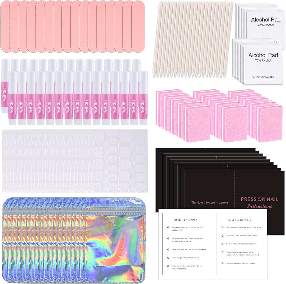50-Piece Press-On Nail Tool Kit for Salon Use