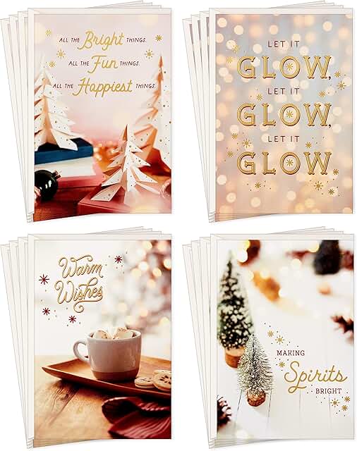 Cute Christmas Card Set with 16 Cards and Envelopes