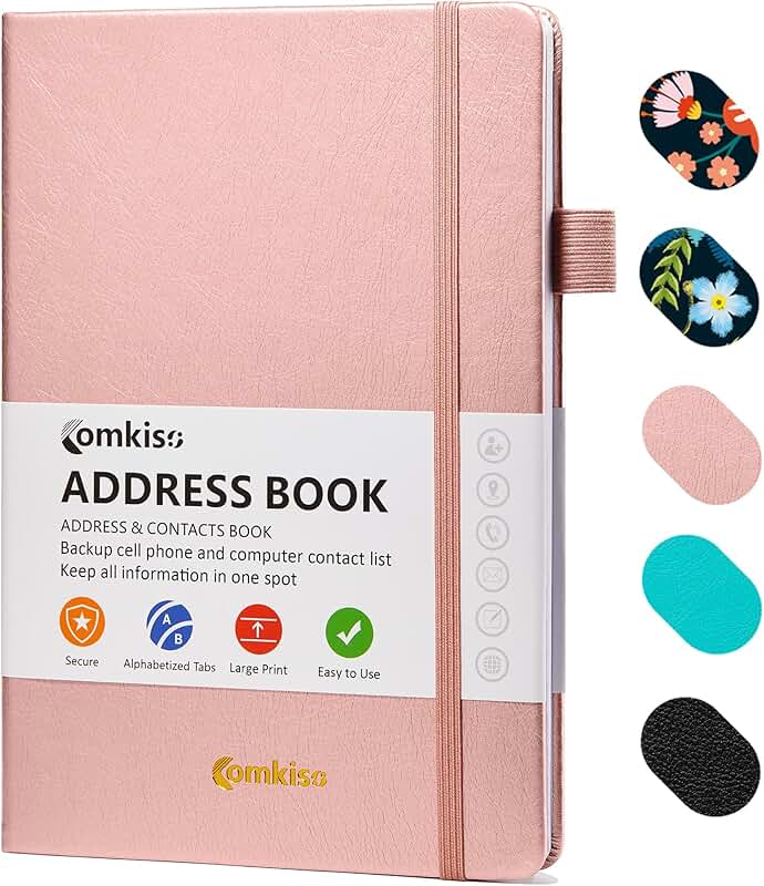 Large Print Laminated Address Book with Tabs and Labels